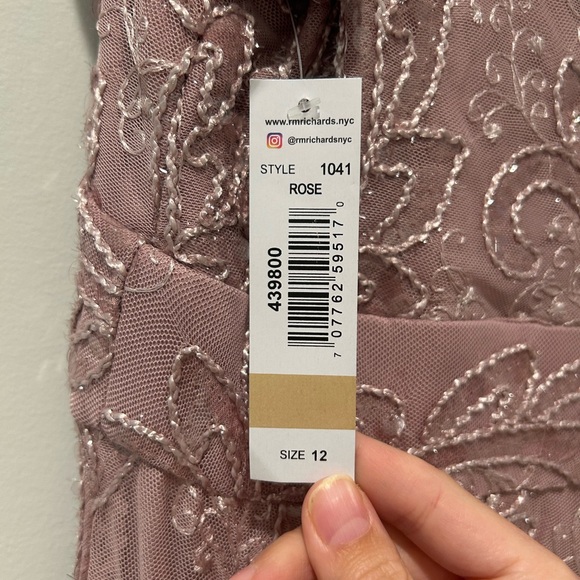 R&M Richards Elegant Blush Pink Sequin Evening Gown - Picture 11 of 13